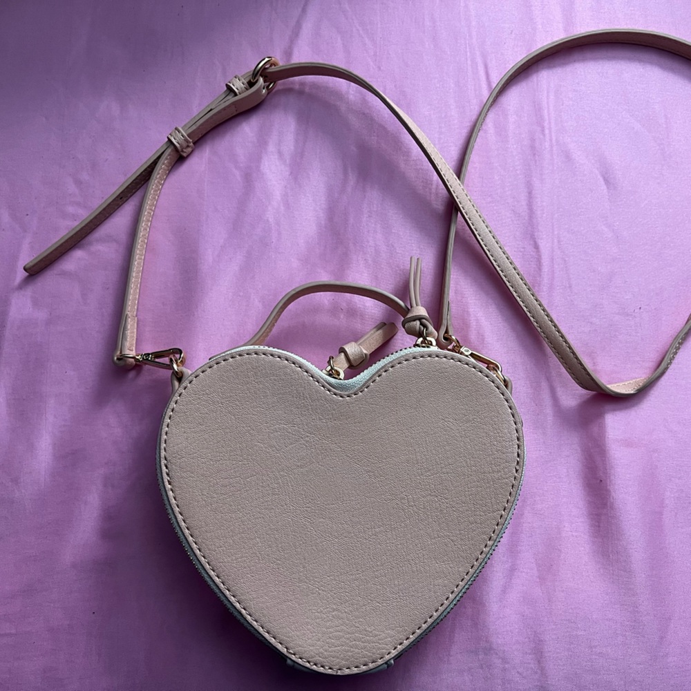 LC Lauren Conrad Pink Crossbody Bag with Heart Shape and Adjustable Strap